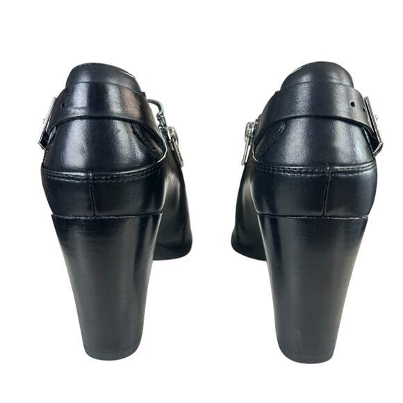 Clarks Artisan Ankle Boots Women Sz 5 M Black Leather BLock Heel Classic Booties - Picture 3 of 9